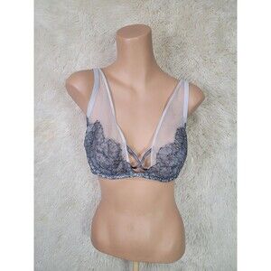 Victoria Secret Size 36DD Very Sexy Bra Unlined Strappy Lace Underwire Gray W